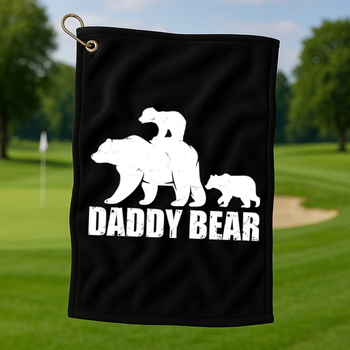 Daddy Bear With Twin Cubs Father's Day Golf Towel
