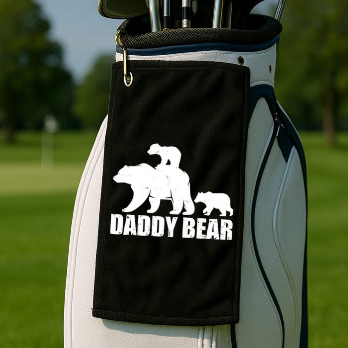 Daddy Bear With Twin Cubs Father's Day Golf Towel