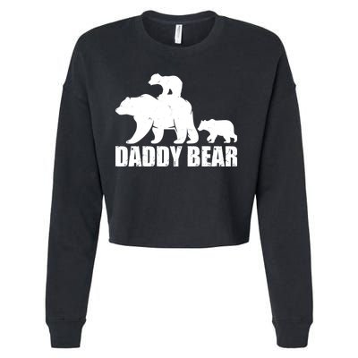 Daddy Bear With Twin Cubs Father's Day Cropped Pullover Crew