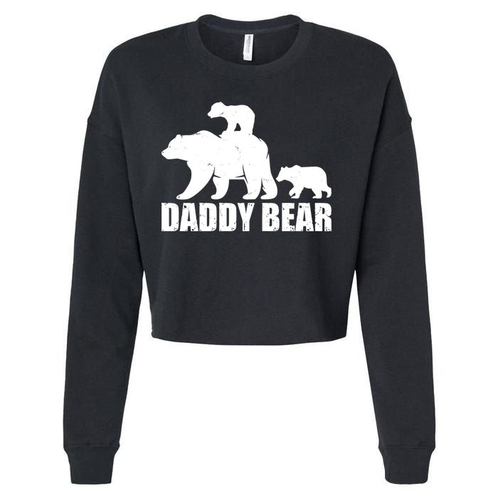 Daddy Bear With Twin Cubs Father's Day Cropped Pullover Crew