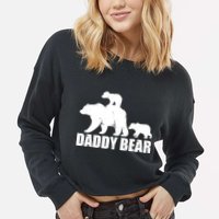 Daddy Bear With Twin Cubs Father's Day Cropped Pullover Crew
