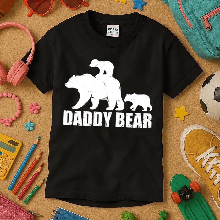 Daddy Bear With Twin Cubs Father's Day Kids T-Shirt