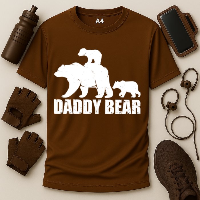 Daddy Bear With Twin Cubs Father's Day Cooling Performance Crew T-Shirt