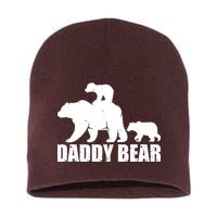 Daddy Bear With Twin Cubs Father's Day Short Acrylic Beanie
