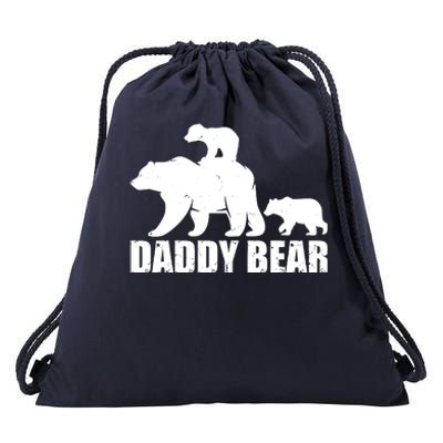 Daddy Bear With Twin Cubs Father's Day Drawstring Bag