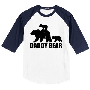 Daddy Bear With Twin Cubs Father's Day Baseball Sleeve Shirt