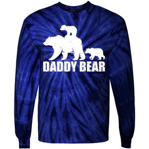 Daddy Bear With Twin Cubs Father's Day Tie-Dye Long Sleeve Shirt