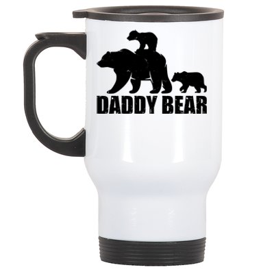 Daddy Bear With Twin Cubs Father's Day Stainless Steel Travel Mug