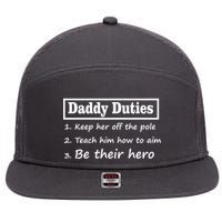Daddy Duties Be Their Hero 7 Panel Mesh Trucker Snapback Hat
