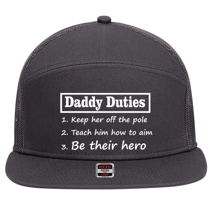 Daddy Duties Be Their Hero 7 Panel Mesh Trucker Snapback Hat