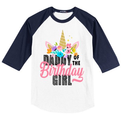 Daddy Of The Birthday Girl Baseball Sleeve Shirt