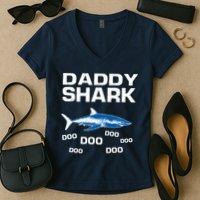 Daddy Shark Doo Women's V-Neck T-Shirt