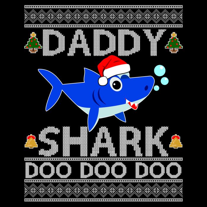 Daddy Shark Doo Doo Cute Ugly Christmas 7-Panel Snapback Hat