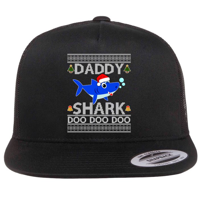 Daddy Shark Doo Doo Cute Ugly Christmas Flat Bill Trucker Hat