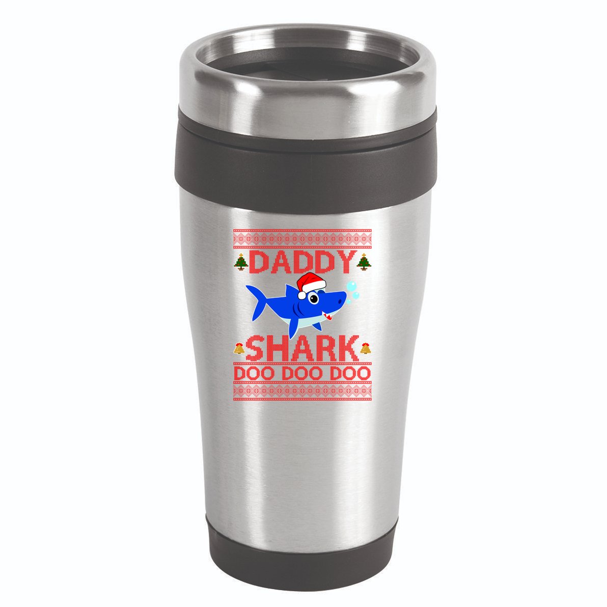 Daddy Shark Doo Doo Cute Ugly Christmas 16oz Travel Tumbler