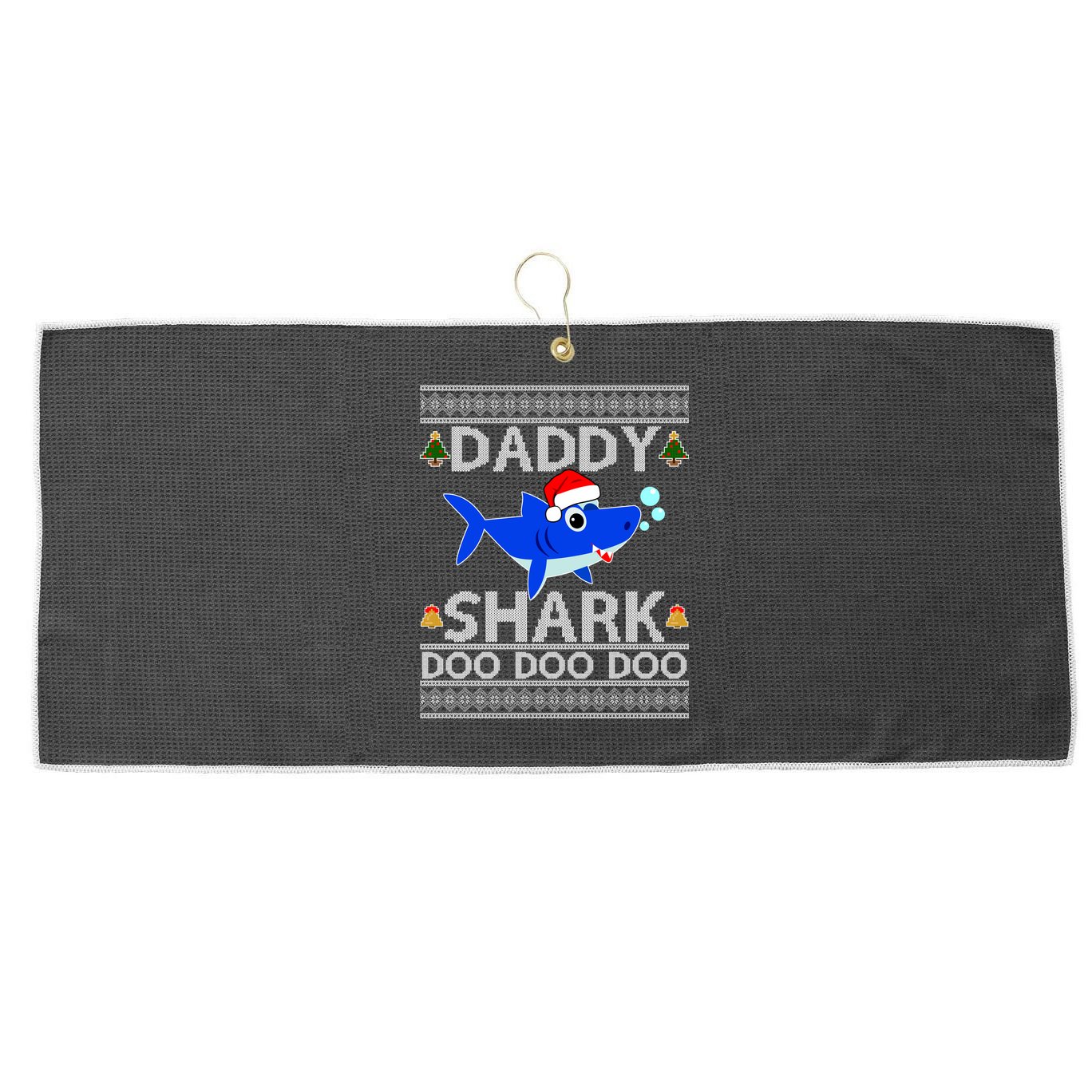 Daddy Shark Doo Doo Cute Ugly Christmas Large Microfiber Waffle Golf Towel