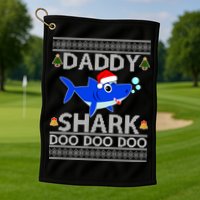 Daddy Shark Doo Doo Cute Ugly Christmas Golf Towel