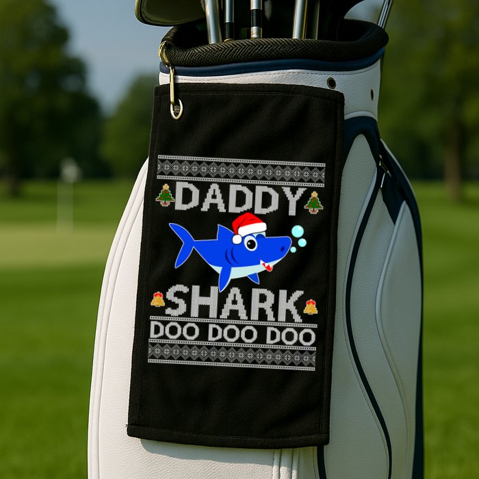Daddy Shark Doo Doo Cute Ugly Christmas Golf Towel