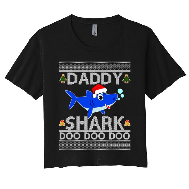 Daddy Shark Doo Doo Cute Ugly Christmas Crop Top