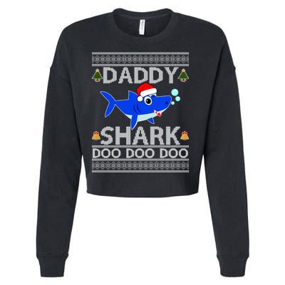 Daddy Shark Doo Doo Cute Ugly Christmas Cropped Pullover Crew