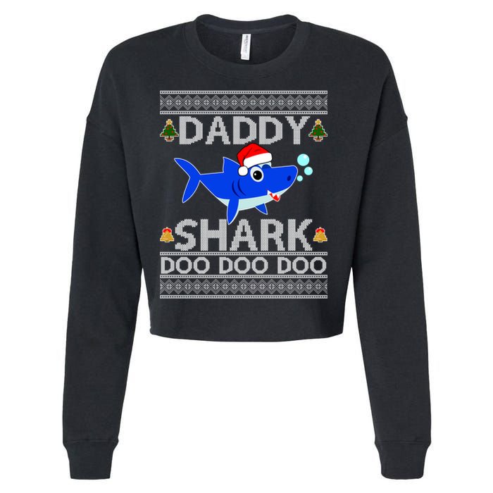 Daddy Shark Doo Doo Cute Ugly Christmas Cropped Pullover Crew