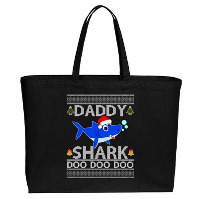 Daddy Shark Doo Doo Cute Ugly Christmas Cotton Canvas Jumbo Tote