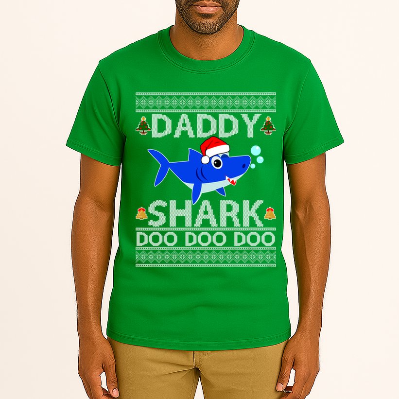 Daddy Shark Doo Doo Cute Ugly Christmas Tall T-Shirt