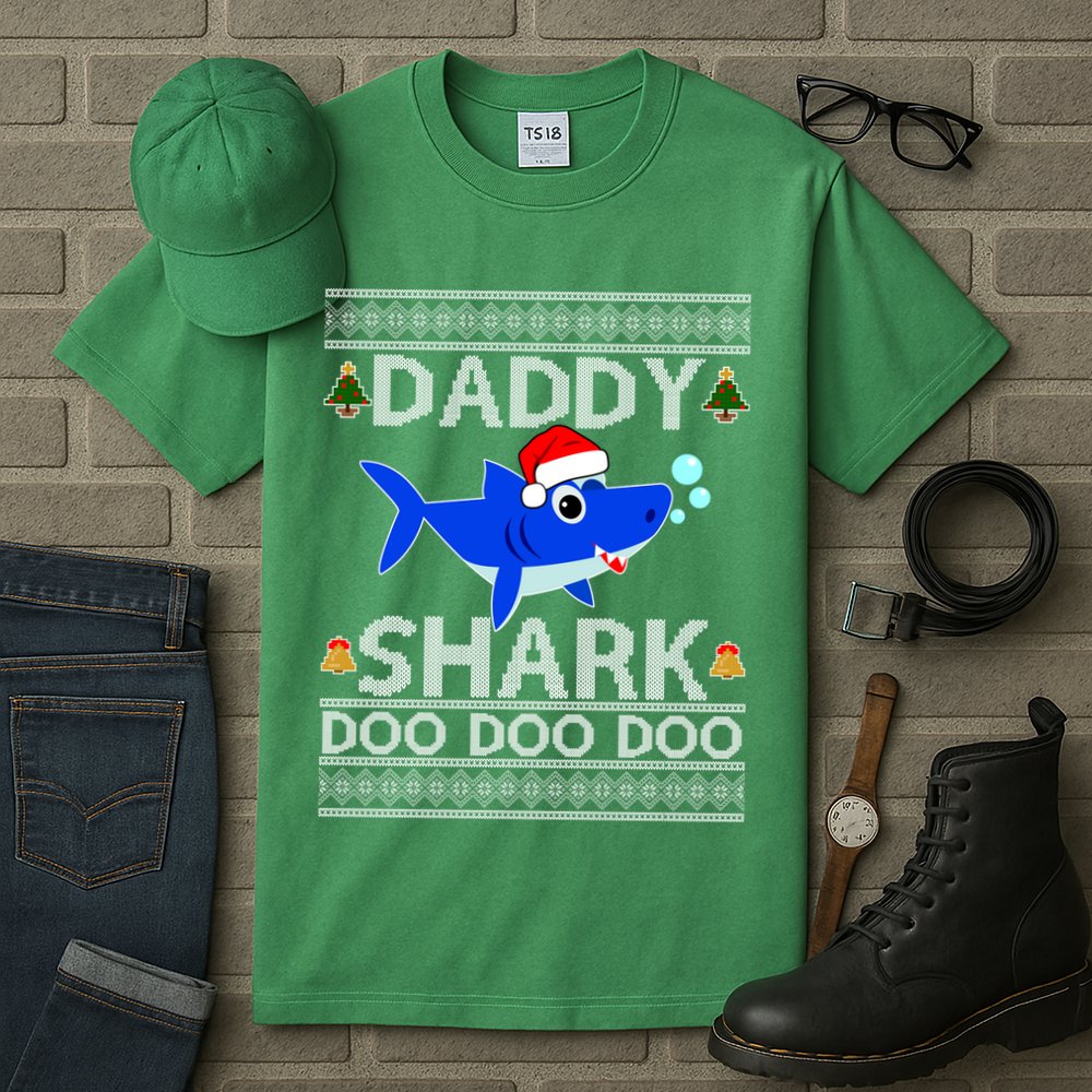 Daddy Shark Doo Doo Cute Ugly Christmas Tall T-Shirt