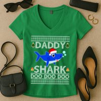 Daddy Shark Doo Doo Cute Ugly Christmas Women's V-Neck T-Shirt