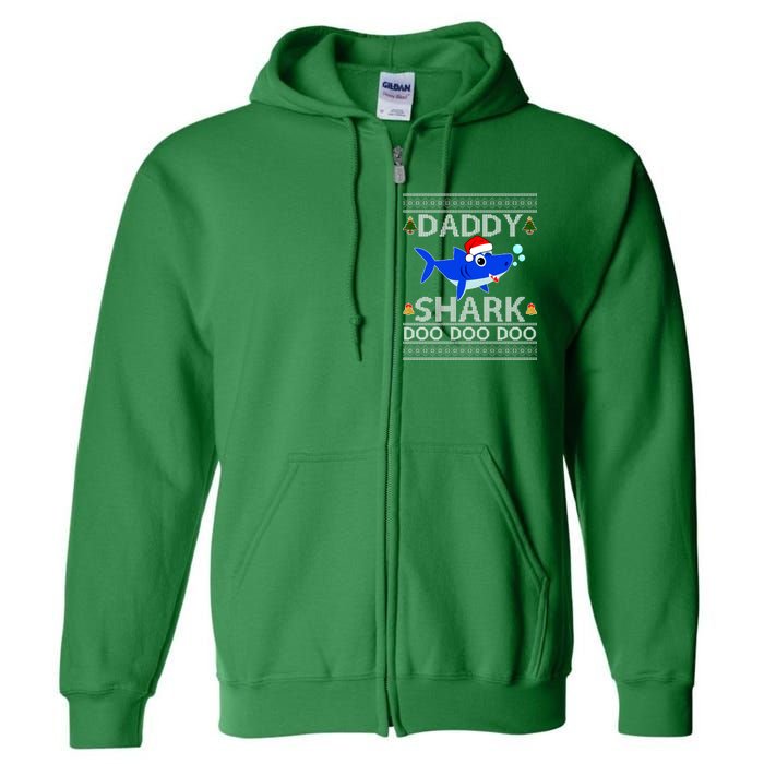 Daddy Shark Doo Doo Cute Ugly Christmas Full Zip Hoodie