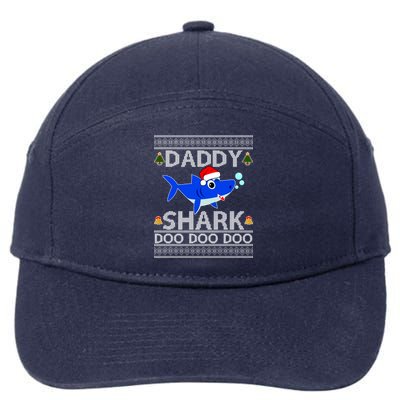 Daddy Shark Doo Doo Cute Ugly Christmas 7-Panel Snapback Hat