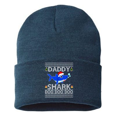 Daddy Shark Doo Doo Cute Ugly Christmas Sustainable Knit Beanie