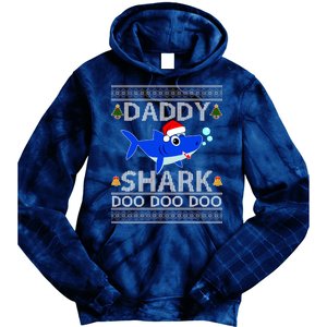 Daddy Shark Doo Doo Cute Ugly Christmas Tie Dye Hoodie