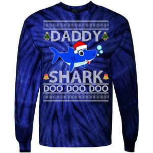 Daddy Shark Doo Doo Cute Ugly Christmas Tie-Dye Long Sleeve Shirt