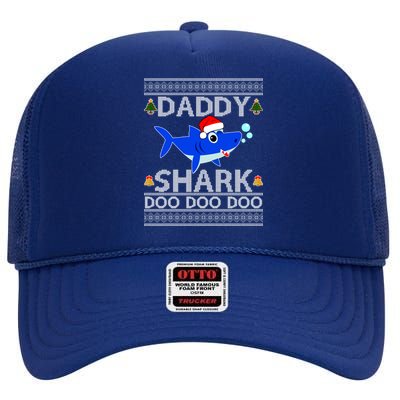 Daddy Shark Doo Doo Cute Ugly Christmas High Crown Mesh Back Trucker Hat