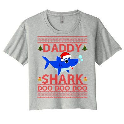 Daddy Shark Doo Doo Cute Ugly Christmas Women's Crop Top Tee