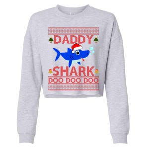 Daddy Shark Doo Doo Cute Ugly Christmas Cropped Pullover Crew