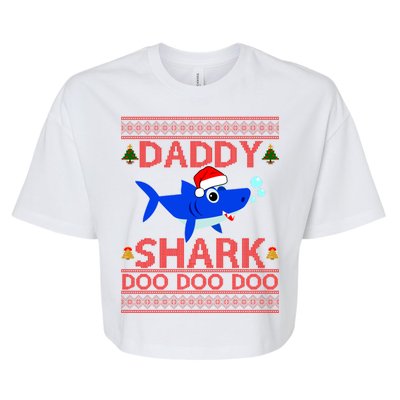 Daddy Shark Doo Doo Cute Ugly Christmas Bella+Canvas Jersey Crop Tee