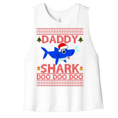 Daddy Shark Doo Doo Cute Ugly Christmas Women's Racerback Cropped Tank