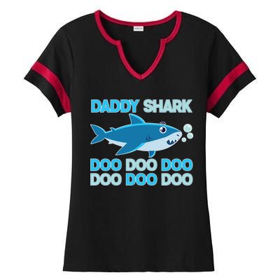 Daddy Shark Doo Doo Doo Funny Ladies Halftime Notch Neck Tee