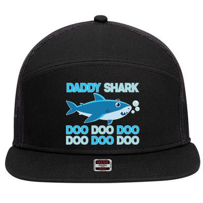 Daddy Shark Doo Doo Doo Funny 7 Panel Mesh Trucker Snapback Hat
