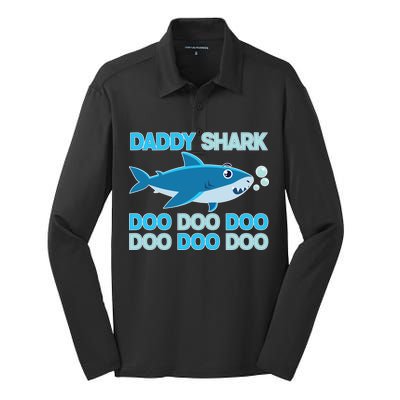 Daddy Shark Doo Doo Doo Funny Silk Touch Performance Long Sleeve Polo