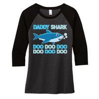 Daddy Shark Doo Doo Doo Funny Women's Tri-Blend 3/4-Sleeve Raglan Shirt