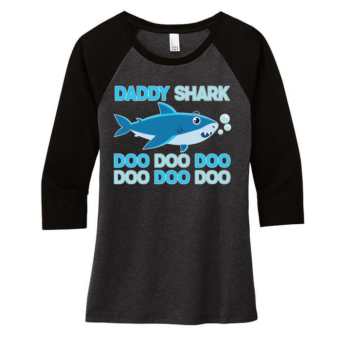 Daddy Shark Doo Doo Doo Funny Women's Tri-Blend 3/4-Sleeve Raglan Shirt