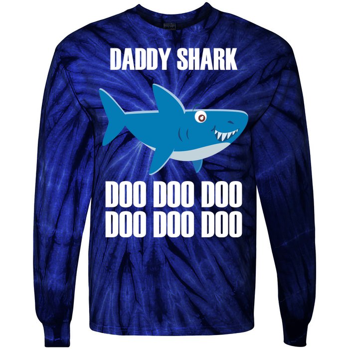 Daddy Shark Funny Cute Tie-Dye Long Sleeve Shirt