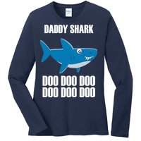 Daddy Shark Funny Cute Ladies Long Sleeve Shirt