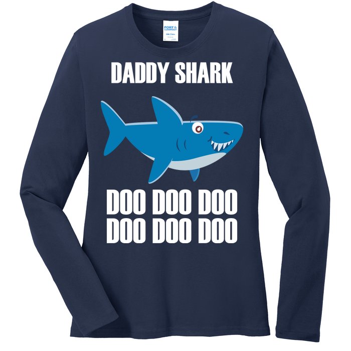 Daddy Shark Funny Cute Ladies Long Sleeve Shirt