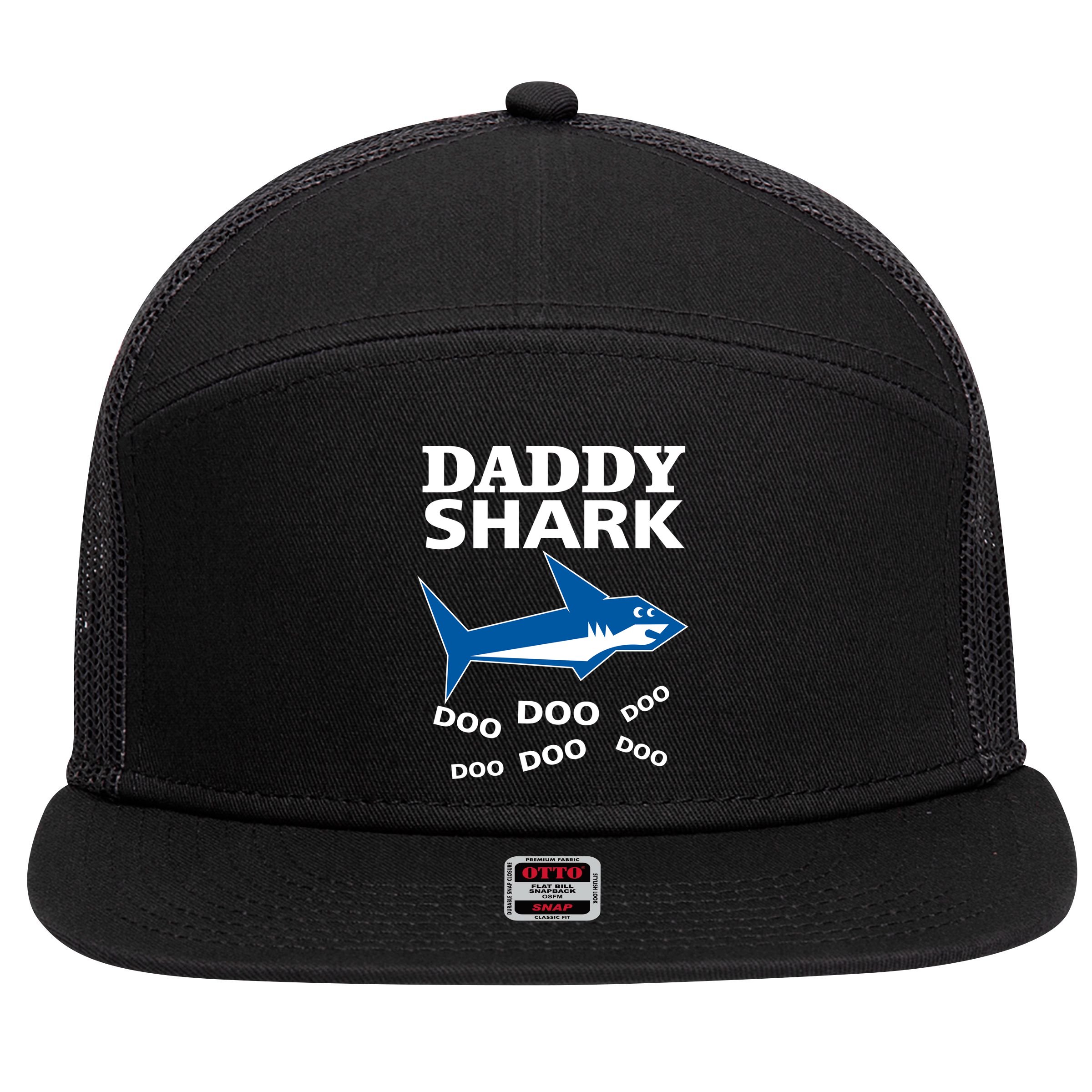 Daddy Shark Funny Dad 7 Panel Mesh Trucker Snapback Hat