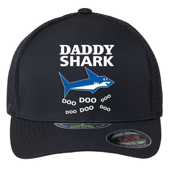 Daddy Shark Funny Dad Flexfit Unipanel Trucker Cap