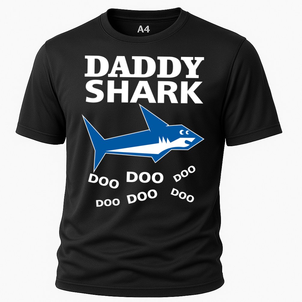 Daddy Shark Funny Dad Cooling Performance Crew T-Shirt